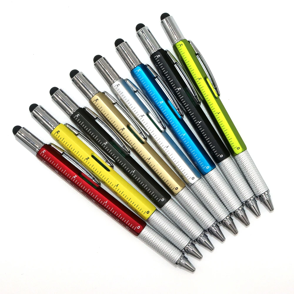 

Multifunction 7 in1 Ballpoint Pen with Modern Handheld Tool Measure Technical Ruler Screwdriver Touch Screen Stylus Spirit Level