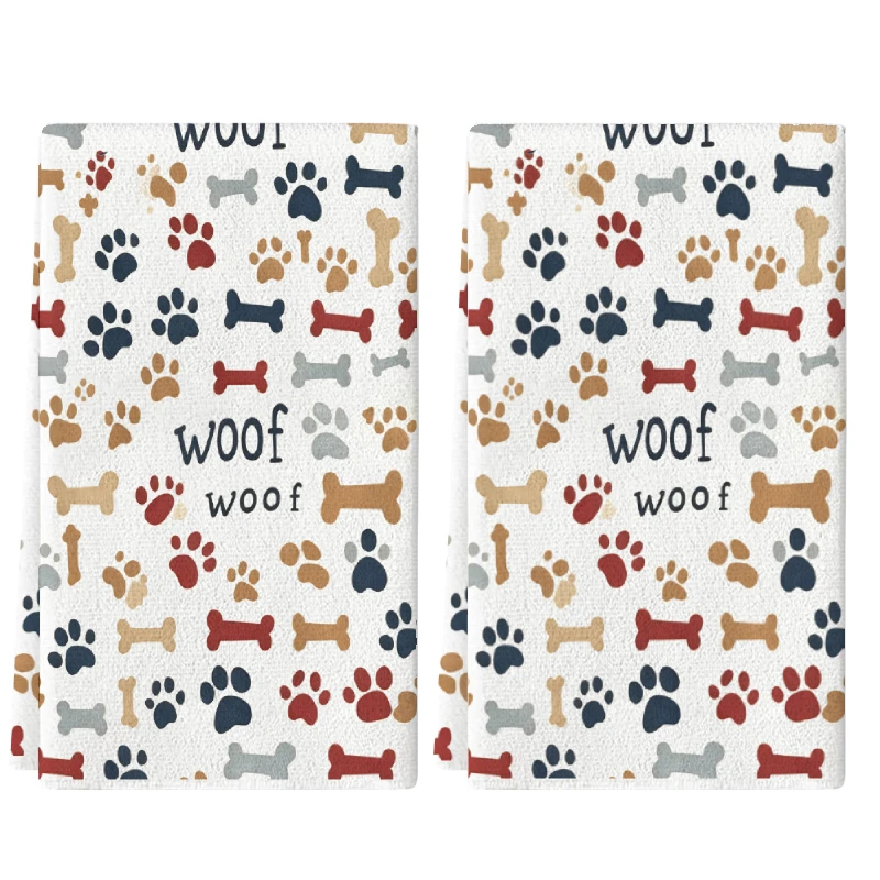 Conjunto de 2 Toalhas de Cozinha com Estampa de Patas de Cachorro, 40cm*60cm, Super Absorventes e Macias, Panos de Limpeza para Cozinha e Confeitaria, Toalhas de Mão, Panos de Limpeza, Panos de Prato, Decoração de Cozinha, Decoração de Sala de Estar, Esse
