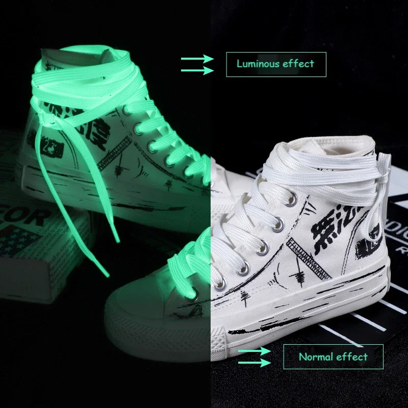 New Luminous Shoe Laces Night Glow Flat Shoelaces and Shoe Decoration for Sneaker Prom Party Shoes Lace Accessories 120/140CM
