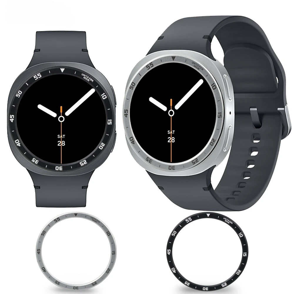 Para Samsung Galaxy Watch 8 40mm 44mm funda protectora de pantalla bisel de Metal grabado tiempo velocidad escala cubierta parachoques accesorios de reloj
