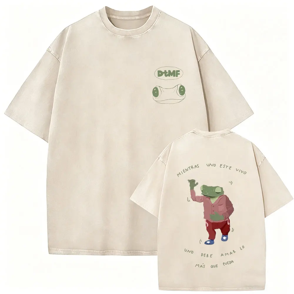 

Rapper Bad Bunny Debi Tirar Mas Fotos DTMF Vintage Washed T-shirt Men's Women Clothing Hip Hop Fashion Trend T Shirt Streetwear