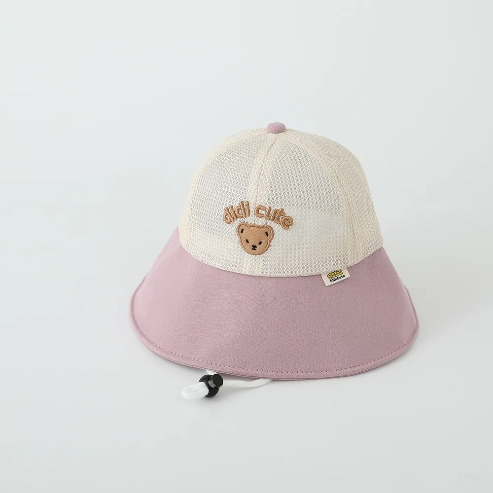 

Ins Summer Baby Bear Bucket Cap Breathable Quick-dry Children Fisherman Cap Mesh Anti UV Outdoor Sun Hat Kids