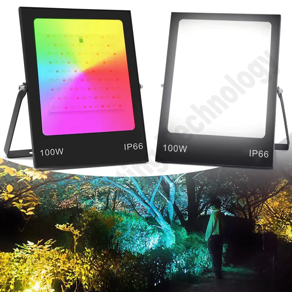 

30W 50W 100W 200W RGB Led Flood Light or Warm /Cold White Led Floodlight IP66 Waterproof Wall Sportlights AC220V Outdoor Lamp