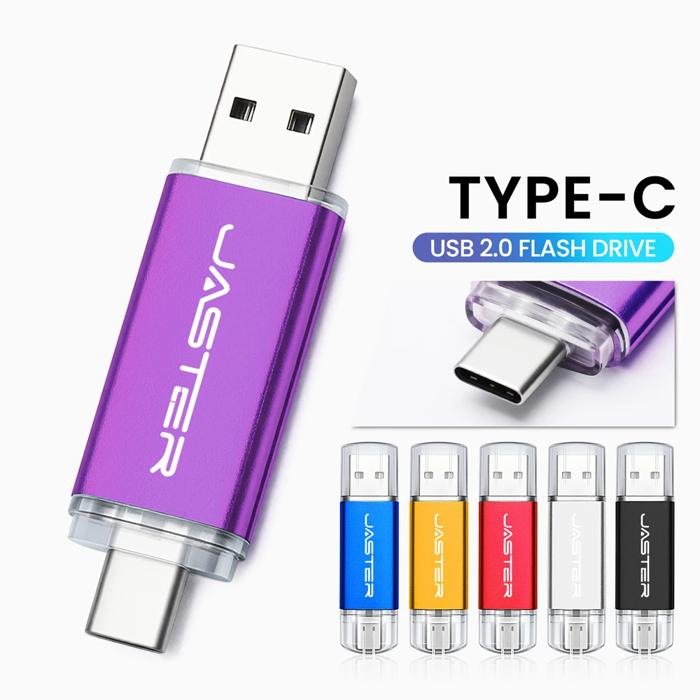 Lila Metall-Clip USB und TYPE-C 2-in-1 USB-Sticks 32GB Flash-Laufwerk 64G 128GB Farbiger U-Disk Geschenk-Schlüsselanhänger 4GB 8GB Speicherstick