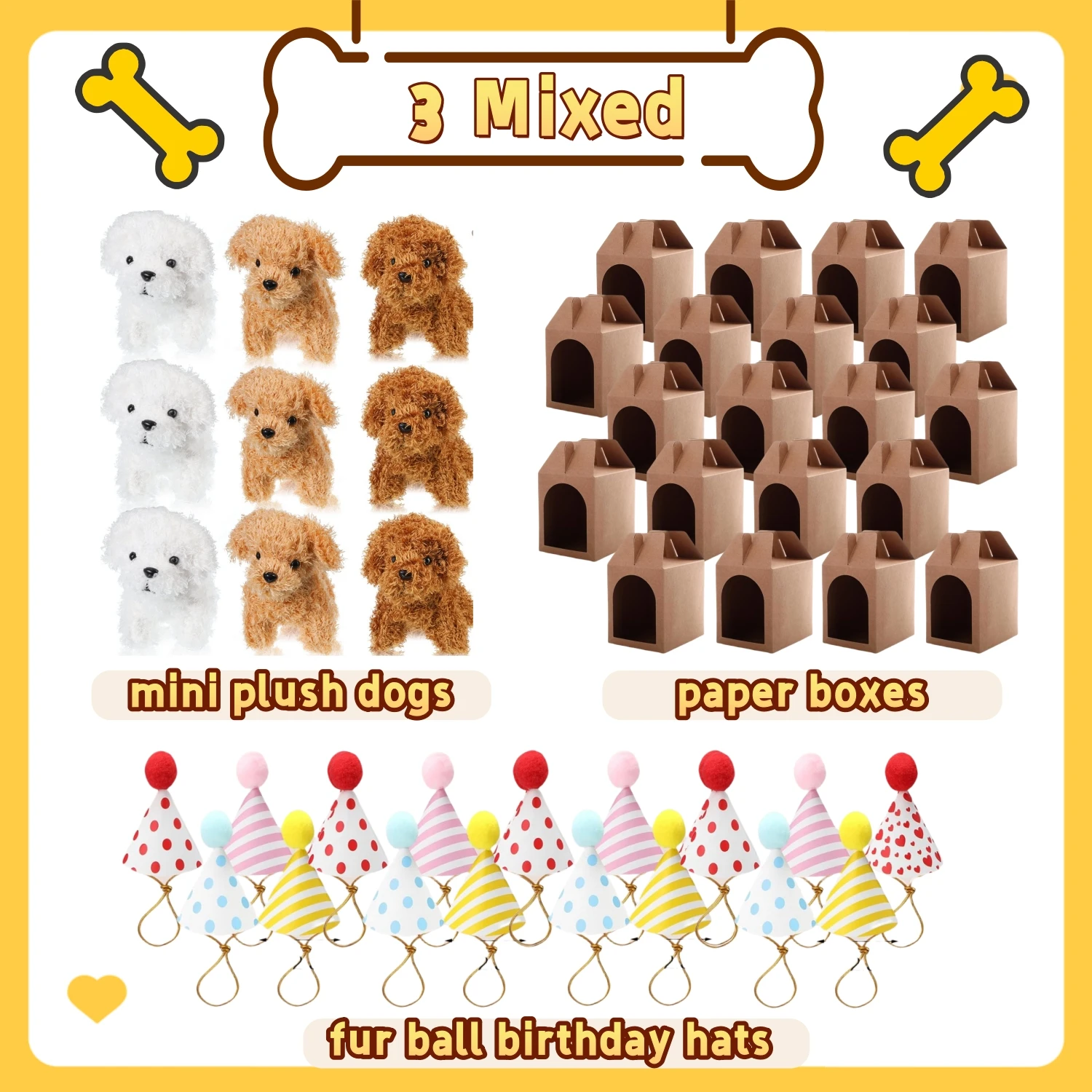 8–48 Set Mini-Plüsch-Welpen-Stoffhunde, adoptieren Sie ein Haustier-Hunde-Set mit Papierboxen, Tiere, Großpackung für Partygeschenke zum Geburtstag, Tiermotiv