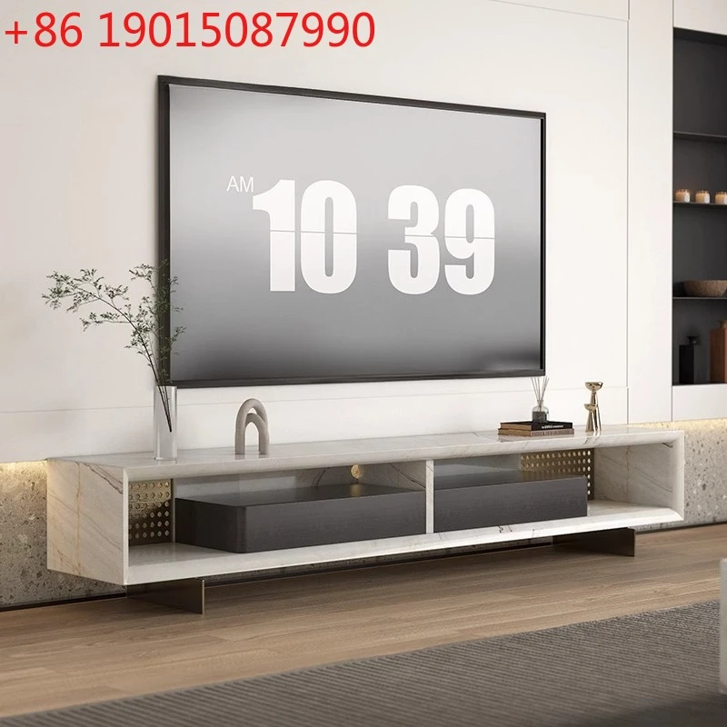 

Итальянский минималистичный комбинированный ТВ-шкаф из натурального мрамора для современной гостиной виллы, подвесной