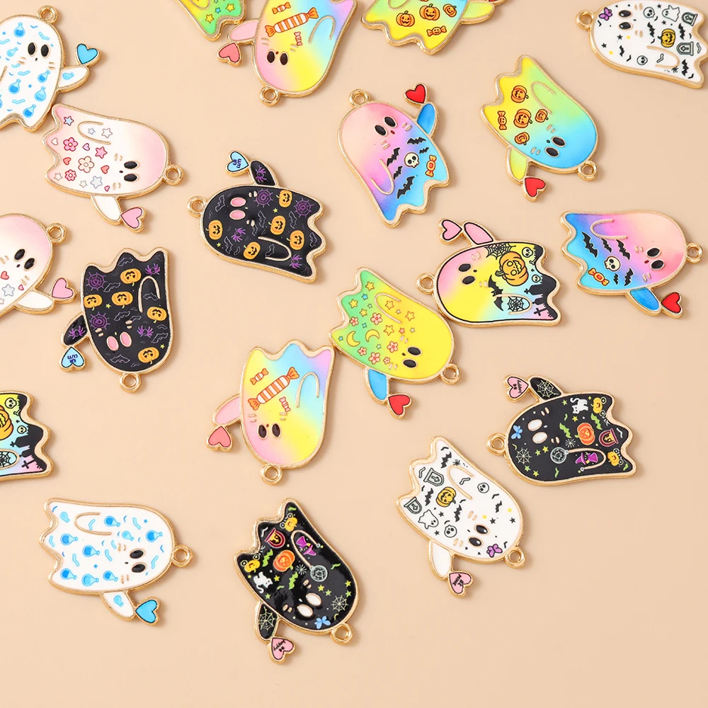 Tusember 20 Stück Geister-Anhänger, niedliche Kawaii-Halloween-Geister-Charms für Halsketten, Ohrringe, Armbänder, Halloween-Schmuckherstellung, Geschenke – Detail 5