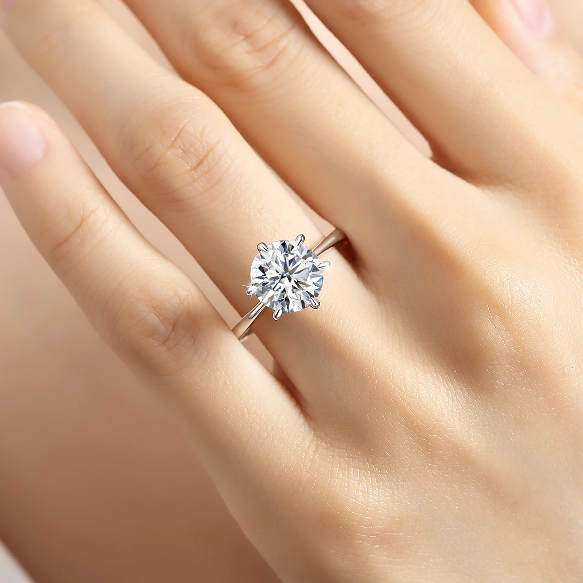 

Простые классические кольца из стерлингового серебра 925 пробы для женщин, кольцо с бриллиантом в лаборатории с шестью когтями 3 карата, женское обручальное кольцо, ювелирные изделия для помолвки