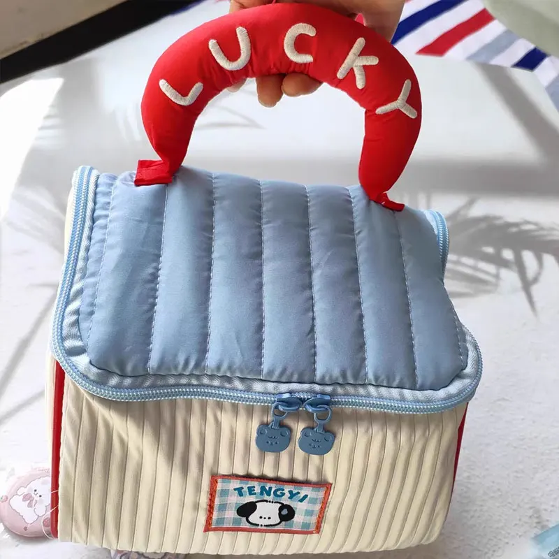 

Милая коттеджная косметичка для девочек, большая вместительная сумка для хранения средств по уходу за кожей, портативная ручная дорожная сумка-органайзер