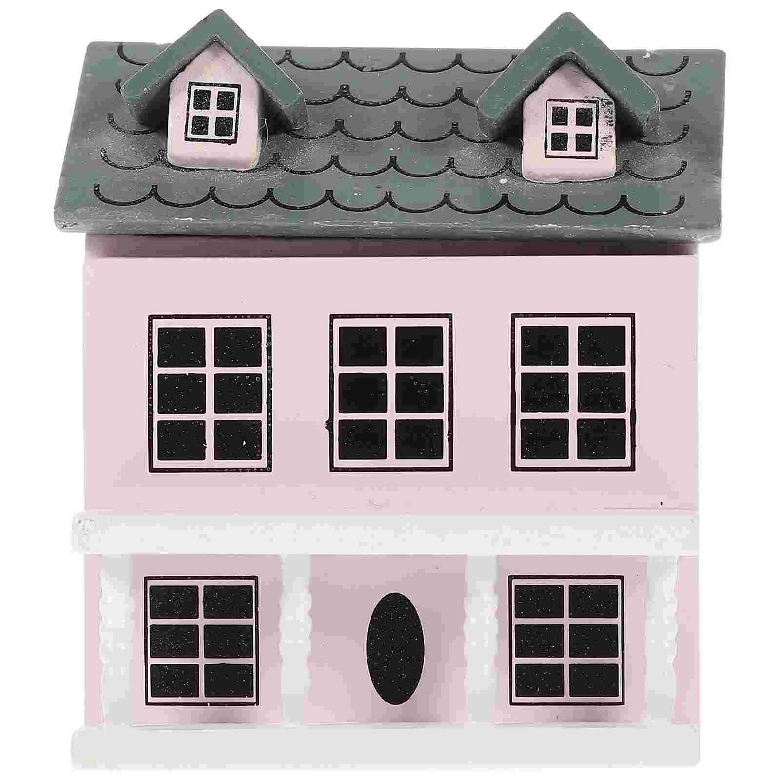 

Dollhouse Mini Furniture Tiny Homes Landscape Villa Pink Wooden Landscaping Prop Ornaments