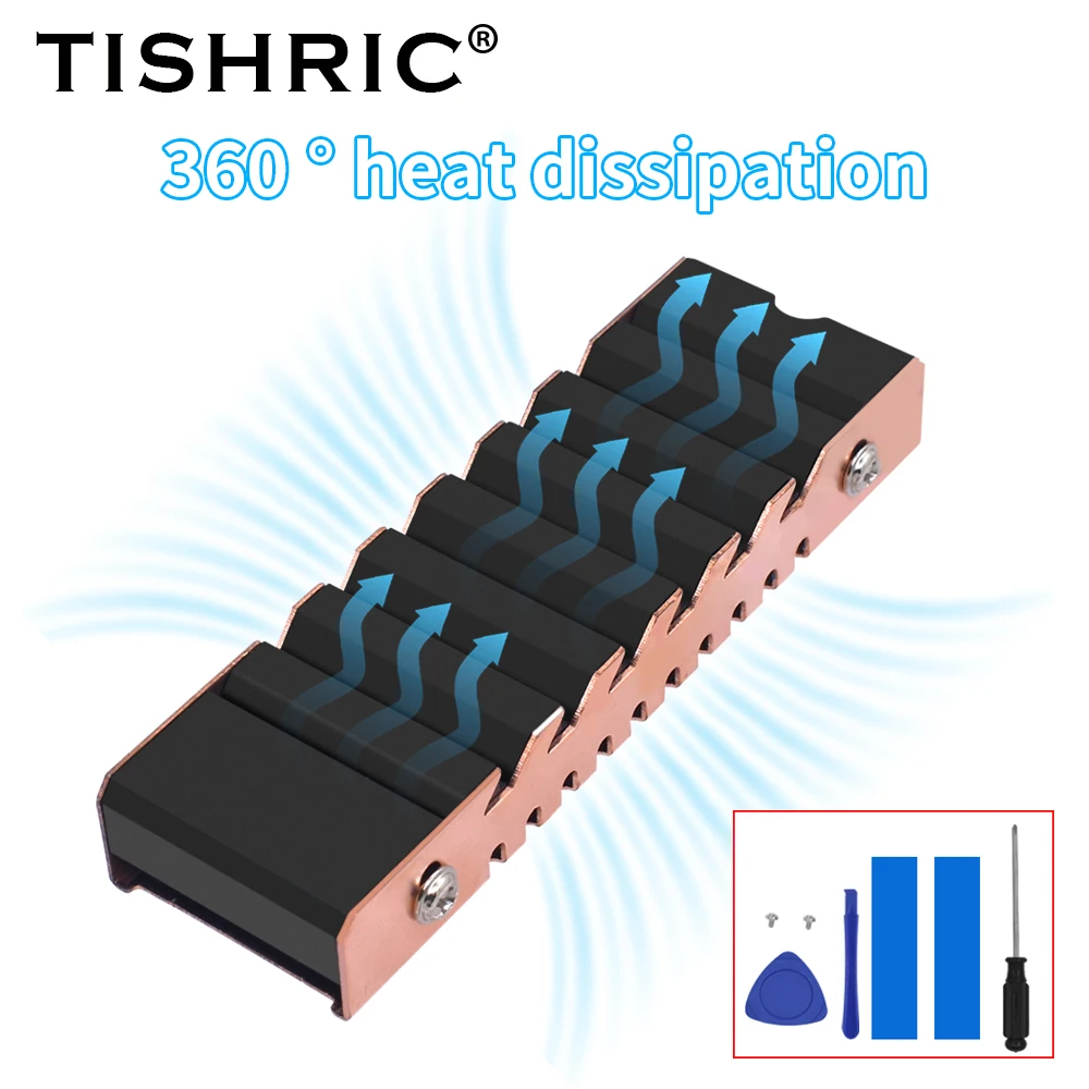 

TISHRIC S80-TM.2 M2 SSD Cooler Radiator Heat Conductive Pad Red Copper Material Applicable To M.2 2280 Solid-state Drive