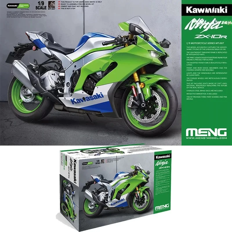 

MENG Kawasaki Ninja ZX-10R Motorcycle Assemble Model MT-007 1/9 Uncolored Assemble Figure Custom Collectible Birthday Gift