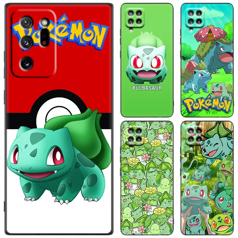 Cute Bulbasaur Black Case For Samsung Galaxy M14 M13 M12 M54 M53 M52 M33 M04 M23 Note 10 Plus 20 Ultra A6 A7 2018 A5 2017 Cover