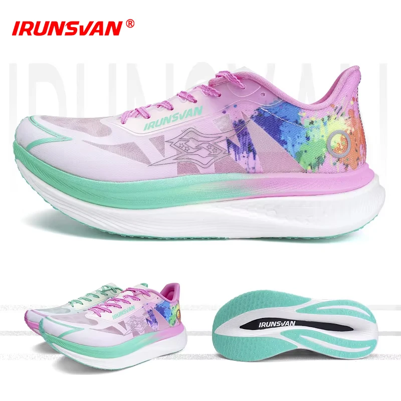 

IRUNSVAN Nylon Carbon Plate Professional Marathon Running Shoes 2024 Suitable for Heavy Runners Breathable Cushioned Rebound