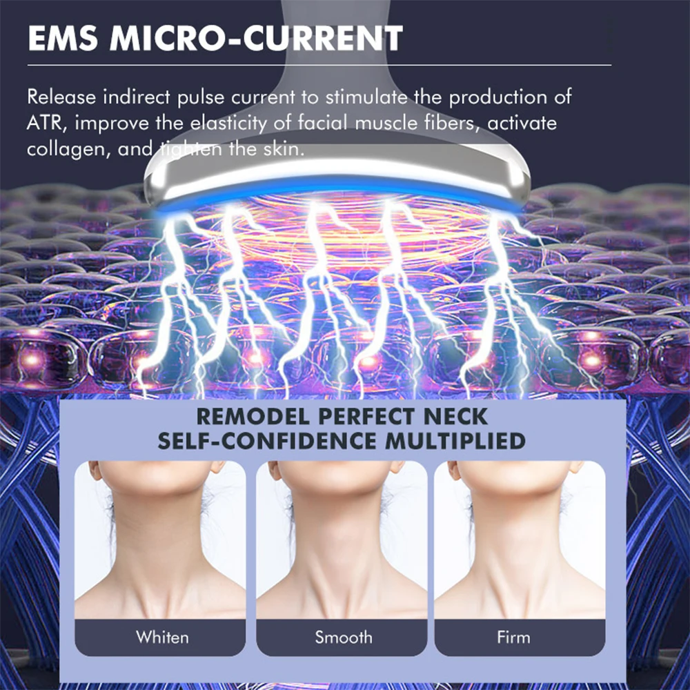 Pescoço e Rosto Beleza Dispositivo, EMS LED Photon Therapy, Facial Lifting Massager, Duplo Chin Remover, Remoção de Rugas, Skin Lift, Apertar