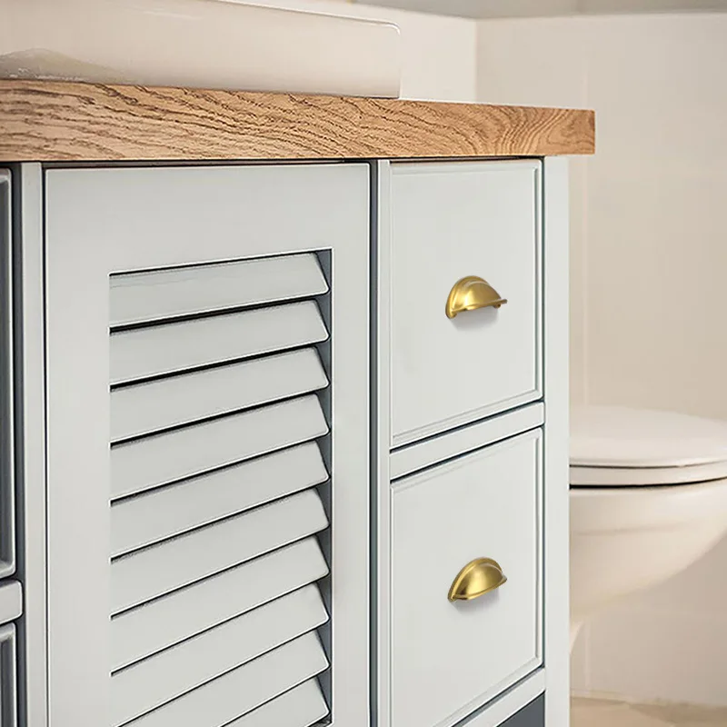 

Vintage cabinet door handle, bright gold French light luxury home wardrobe, cabinet handle, antique copper drawer handle