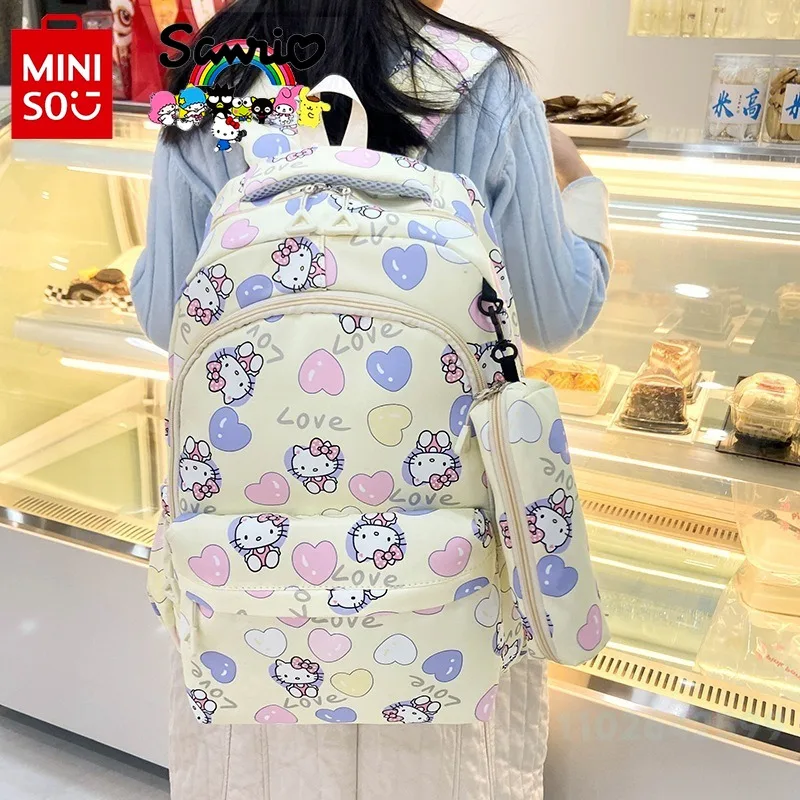 MINISO 2024 New Women's Backpack Fashionable High Quality Girl Backpack Cartoon Small Fresh Large Capacity Student Backpack