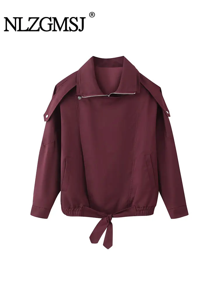 

NLZGMSJ Women's 2025 Autumn Fashion Jackets Long Sleeve Pocket Zipper Solid Lady Jacket Casual Female Office Streetwear