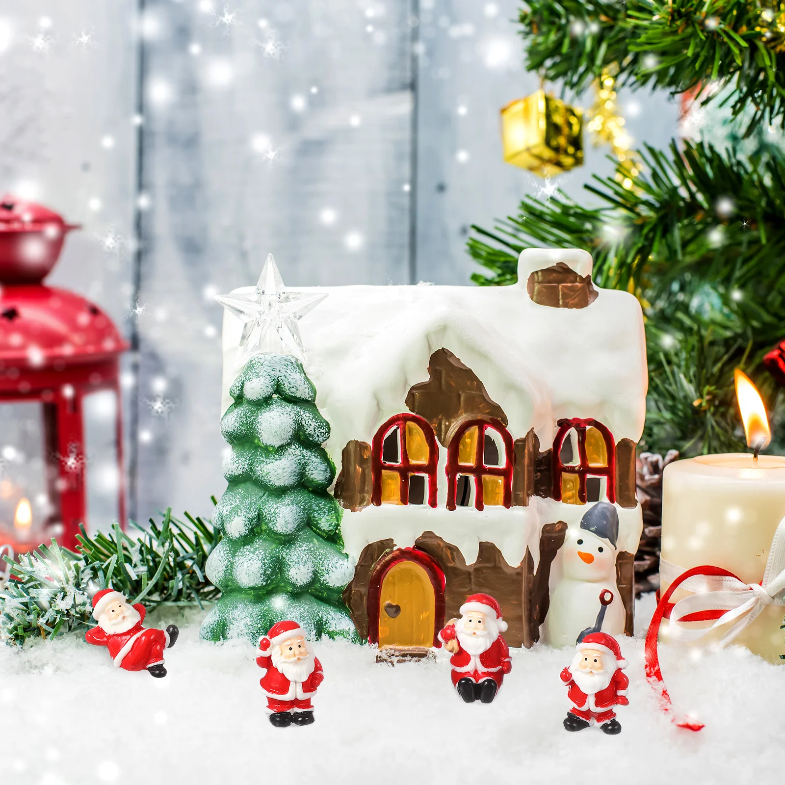 

12Pcs Xmas Ornament Resin Accessories Christmas Micro Decorations Fine Workmanship Not Fade Resin Crafts Christmas Decorations