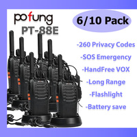 6/10PCS Pofung PT88E PMR446 Handheld 2-Way Walkie Talkie with USB Charging Function VOX Sin Licencia for Outdoor Camping Hiking