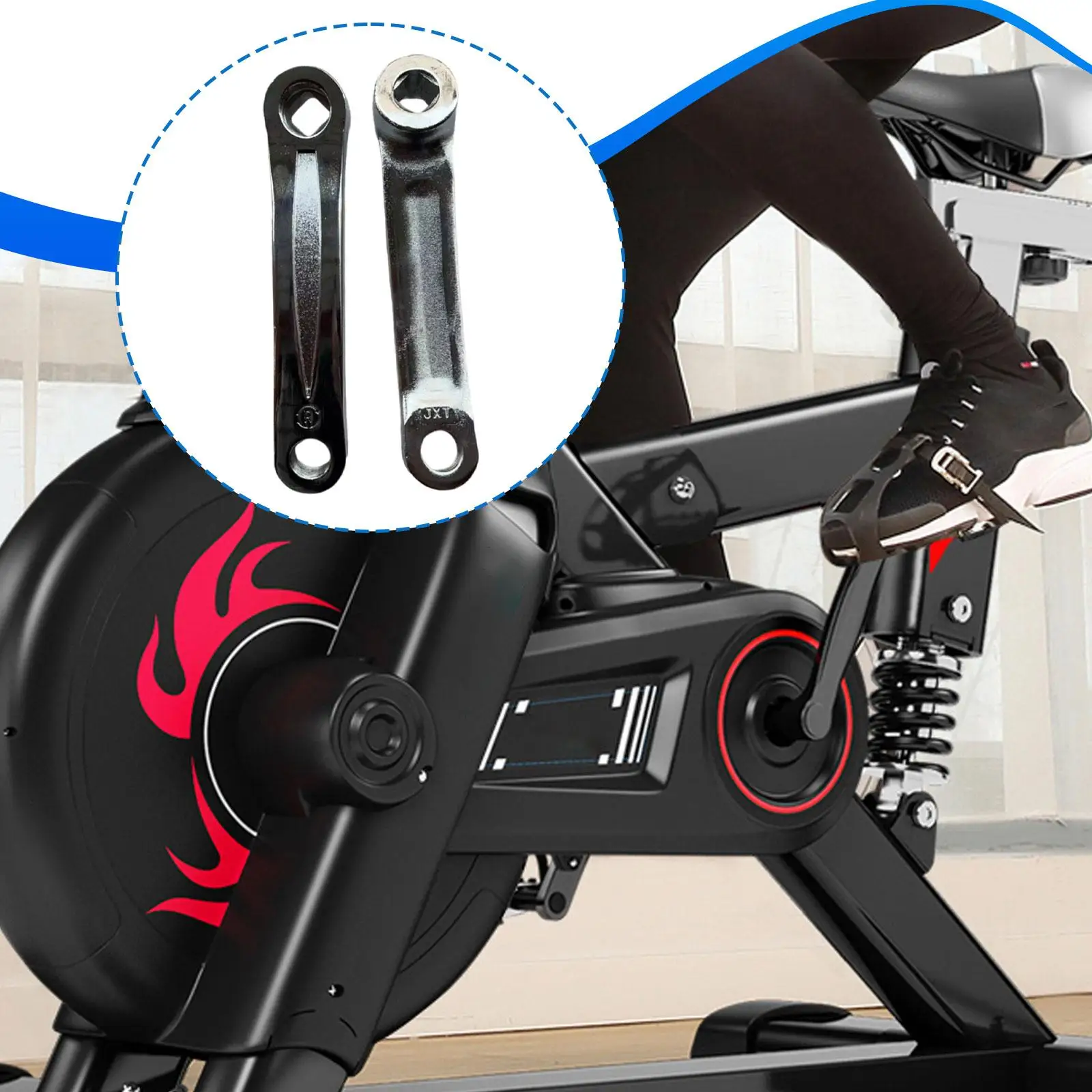 

Bicycle Crank Set Iron Crank Arm Spare Parts Repair Kit for Fitness Bike and Gym Equipment