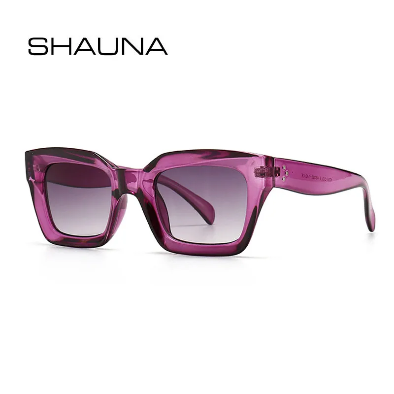 SHAUNA Rivets Fashion Square Sunglasses Women Brand Designer Retro Blue Purple Eyewear Men Gradient Sun Glasses Shades UV400