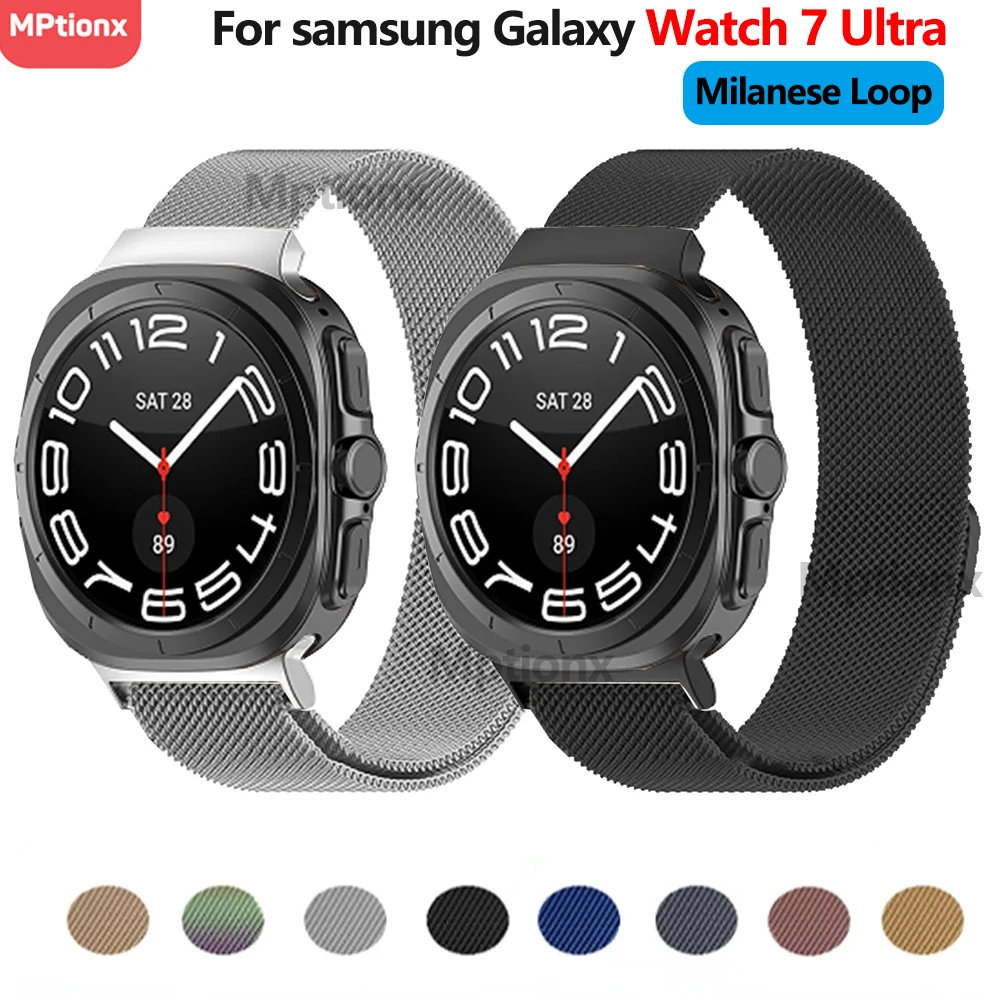 

Milanese Loop Strap for Samsung Galaxy Watch 7 Ultra 47mm Magnetic tainless Steel No Gaps Bracelet Correa For Watch 7 Ultra band