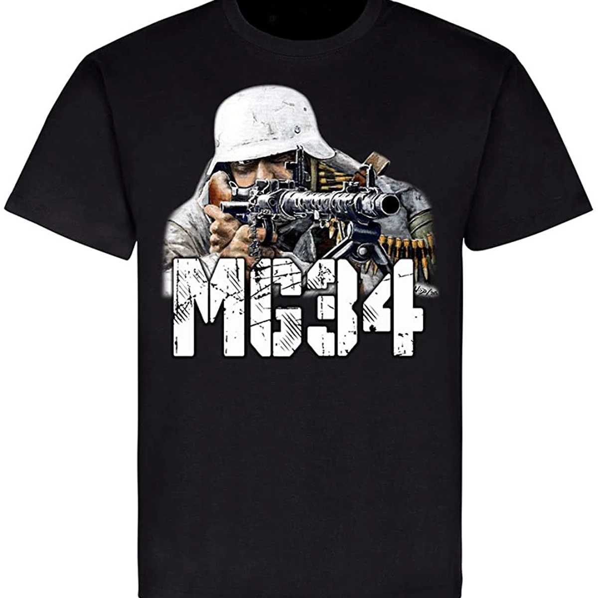 Gunner Winter Camouflage MG34 Machine Gun T-Shirt. Summer Cotton Short Sleeve O-Neck Mens T Shirt New S-3XL