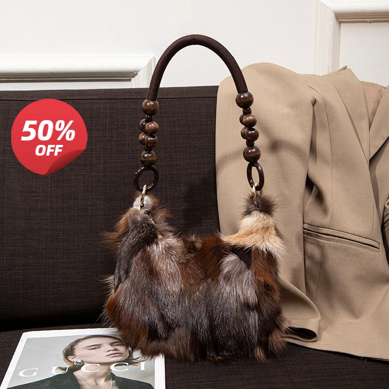 Осень-зима 2022, новая экологически чистая меховая сумка, модная и мягкая женская сумка на плечо из искусственного лисьего меха Осень-зима 2022, новая экологически чистая меховая сумка, модная и мягкая женская сумка на плечо из искусственного лисьего меха