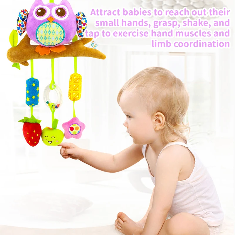 Sensory Soft Animal Hanging Handbells Rattles Toys Babies 0-6 Months Newborn Crib Toys Teether Car Seat Toys Toddlers Gifts