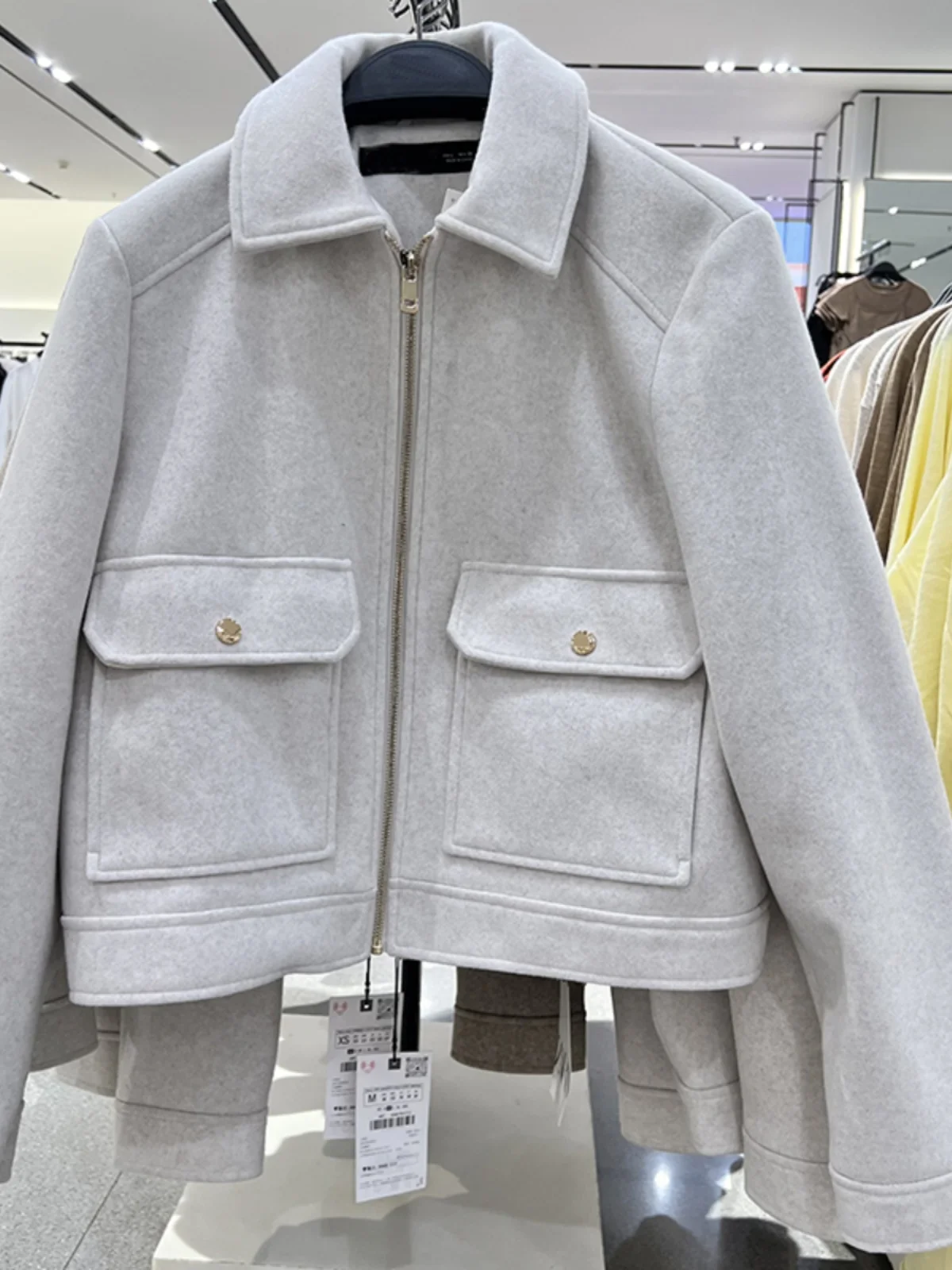

Autumn Winter Women's Woolen Jaet Coat Zipper ket Versatile Sli Commute Korean Version Slim Fit Long Sve ort Le...