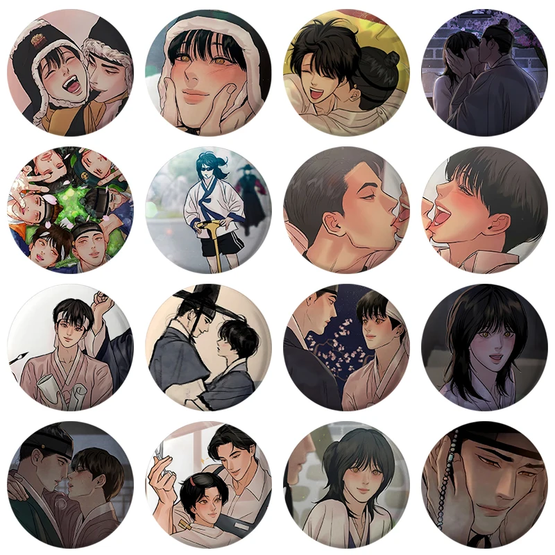 58mm Cute Korean Manhwa Painter of The Night Button Pin Yeon Seung Ho Baek Nakyum BL Manga Brooch Badge Bag Decor Couple Gift