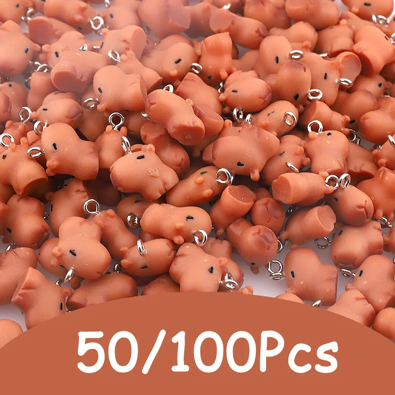 50/100pcs Wholesale Mini Kapibala Resin Charms Bulk Pendant Cute 3D Capybara Charm For Earring Diy Jewelry Make