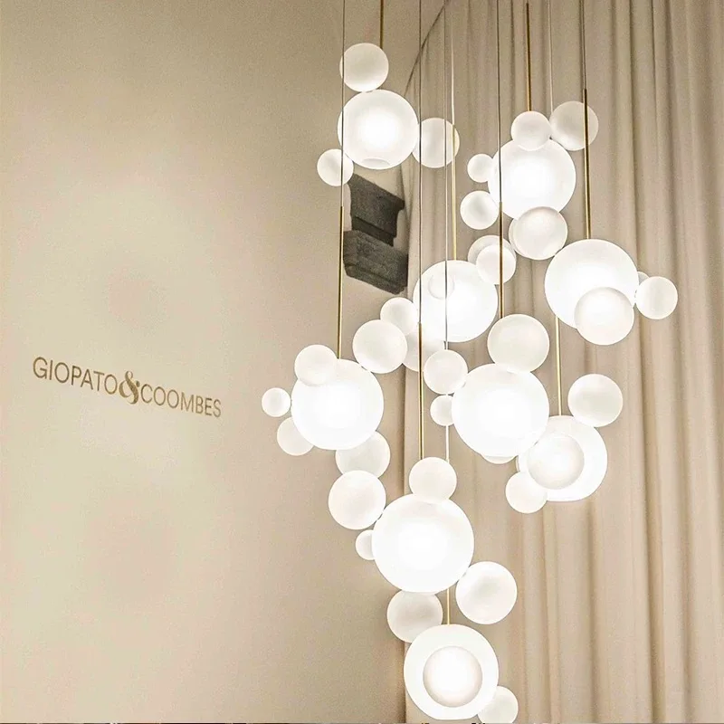 

2025 Italian American Style Transparent Glass Chandelier Mickey Shape Pendant Lamp Dimmable Ceiling Light