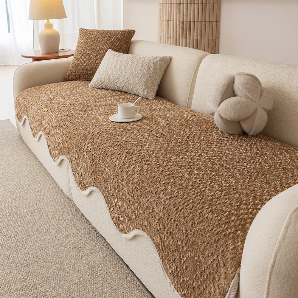 

All Season Chenille Sofa Cover Non-Slip Dust-proof Sofas Cushion L Shape Couch Towel for Living Room Decor
