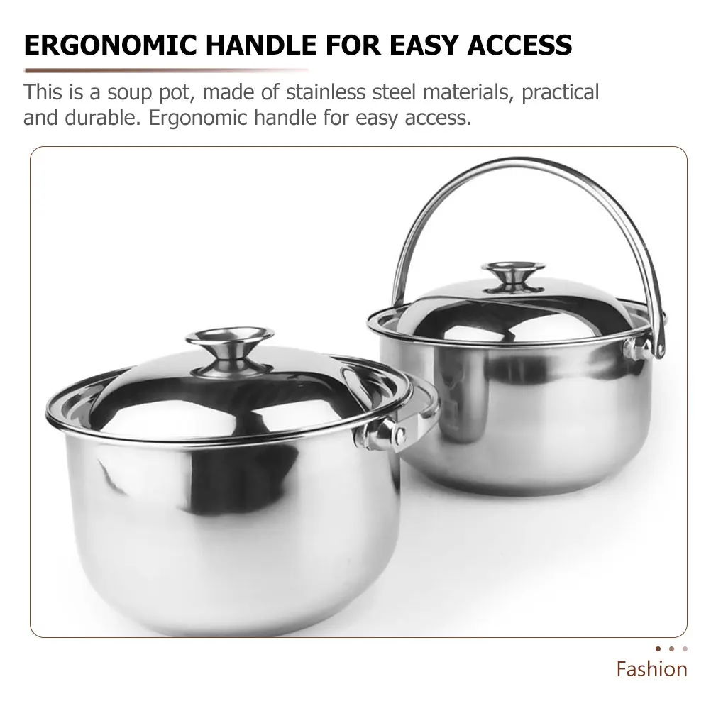 

Stainless Steel Cooking Pot Large Soup Pot For Family Kitchen Restaurant Heat Resistant Non-Scald Handle Easy Clean Lid