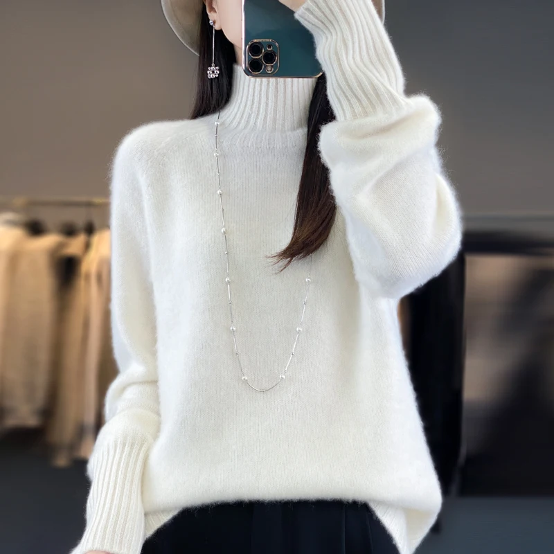 Women Sweater Solid Color Fashion Elegent Turtleneck Thickened Long Sleeve Knitwear New Slim Casual Autumn Winter Pullover