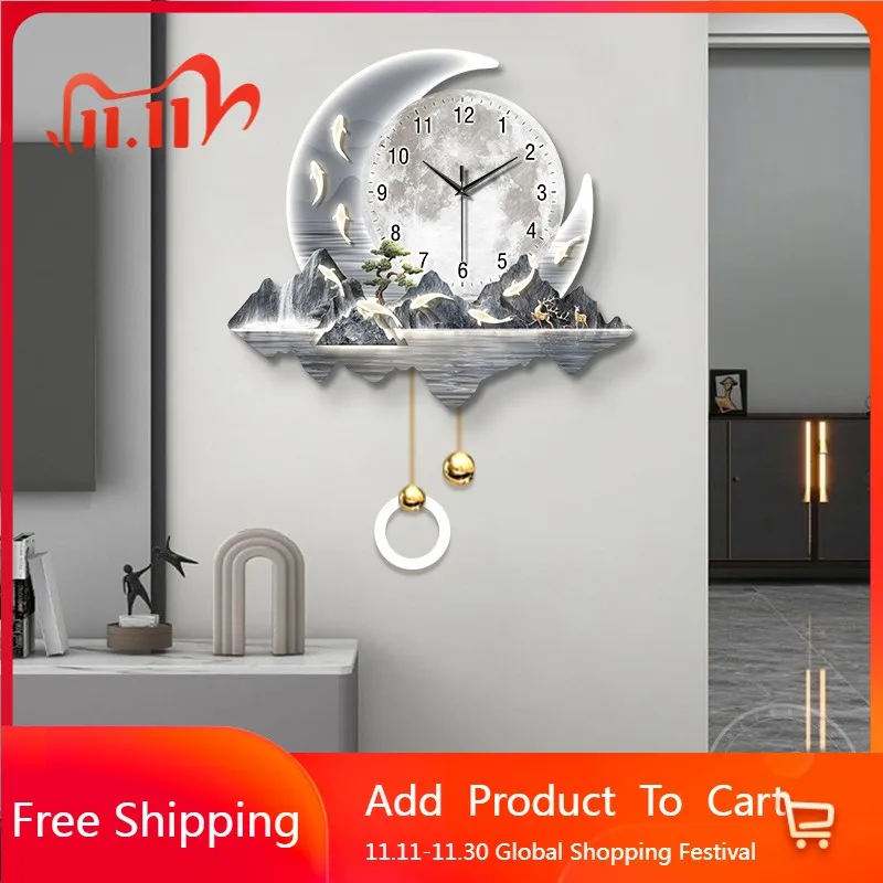 

Luxury Large Wall Clocks Aesthetic Silent Led Design Fashion Minimalist Wall Watch Restaurant Horloge Murale Home Decoration
