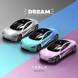 TM 1:64 Roadster Super Electric Vehicle Gemstone Silver Blue Pink Alloy Diorama Car Model Collection Miniature Carros Time Micro