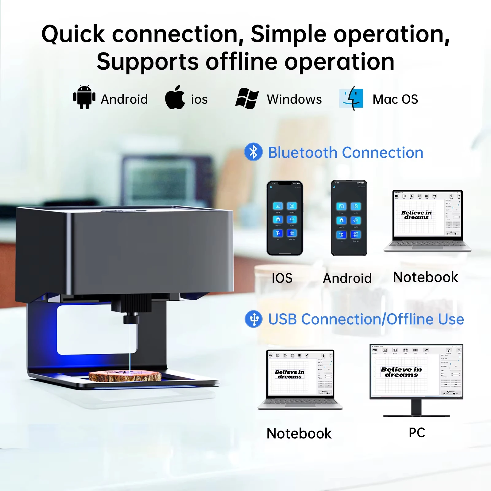 Mini Laser Engraving Machine Home-Use DIY Machine High Speed Logo Mark Printer Laser Printer For Wood Plastic Bamboo Leather