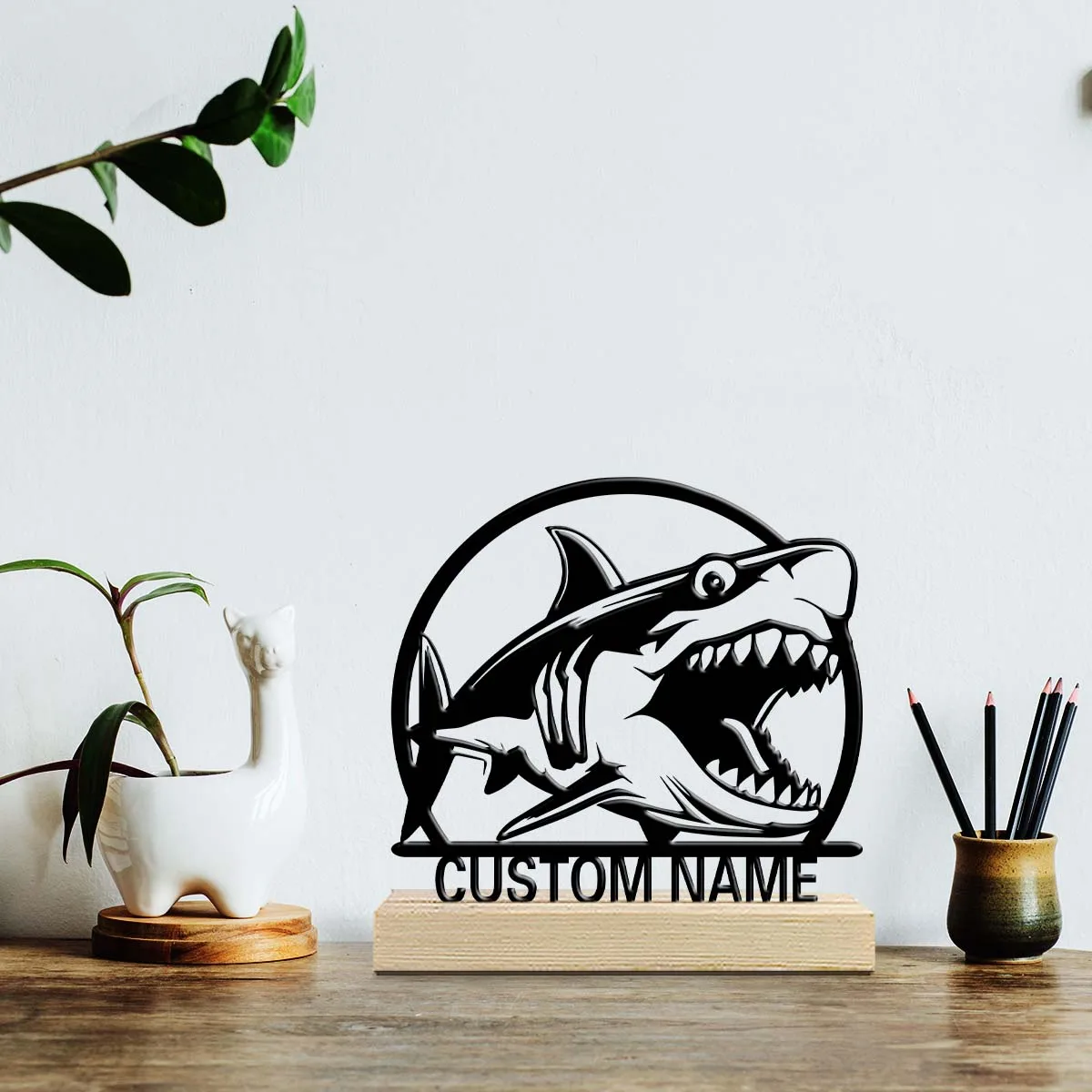 1pc Fashionable Personalized Custom Metal Statue Custom Content With Wooden Base Unique Desktop Decoration Custom Gifts