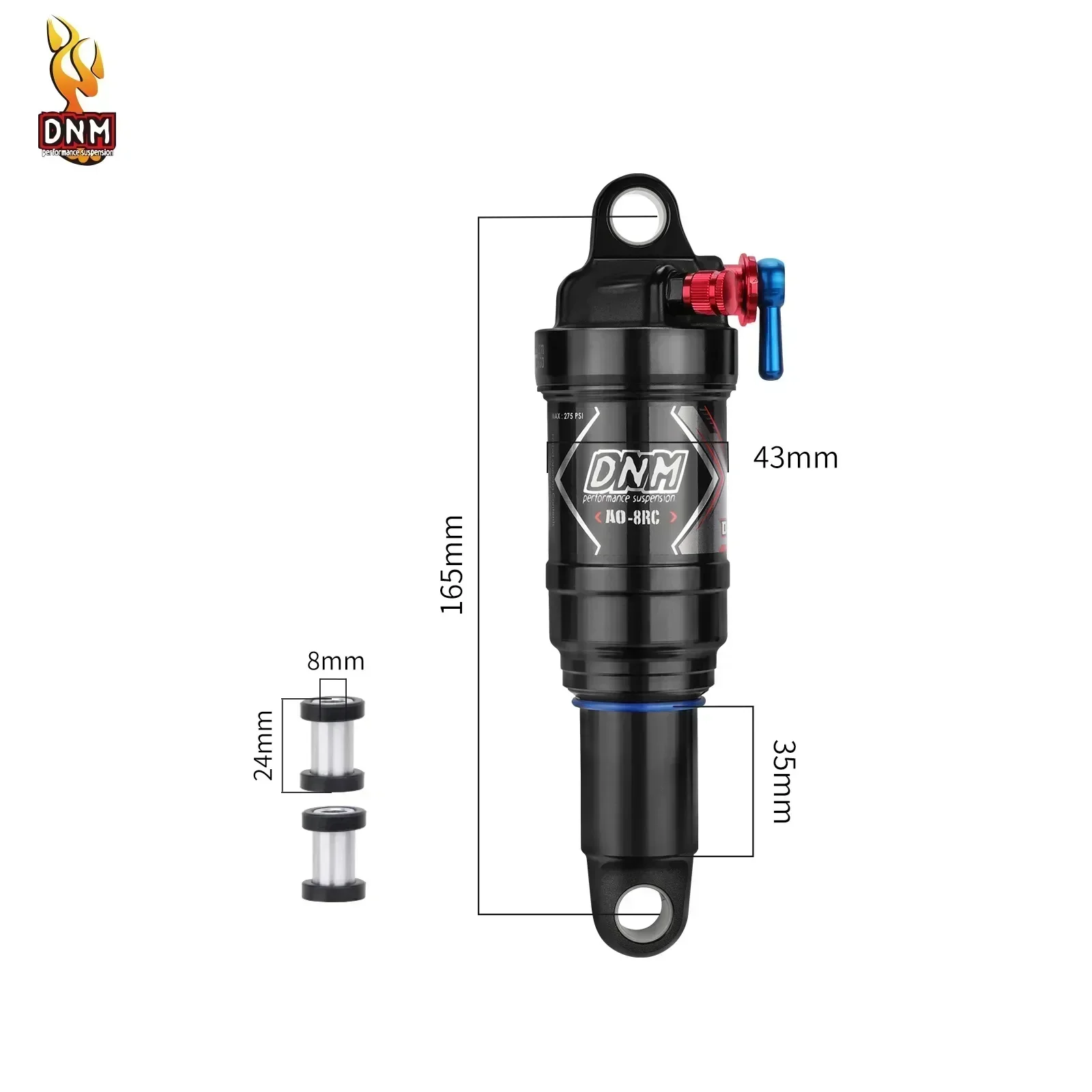 DNM AO8rc 165mm 190MM 210MM 230MM 200mm lucht schokdemper 190x50 verstelbare achter fiets demper met slot voor mtb XC