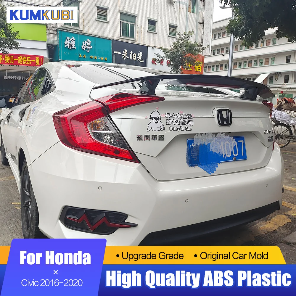 

Car Spoiler For Honda Civic 2016 2017 2018 2019 2020 10th Gen Sedan Carbon Look ABS Plastic Rear Trunk Lid Car Spoilers Wings