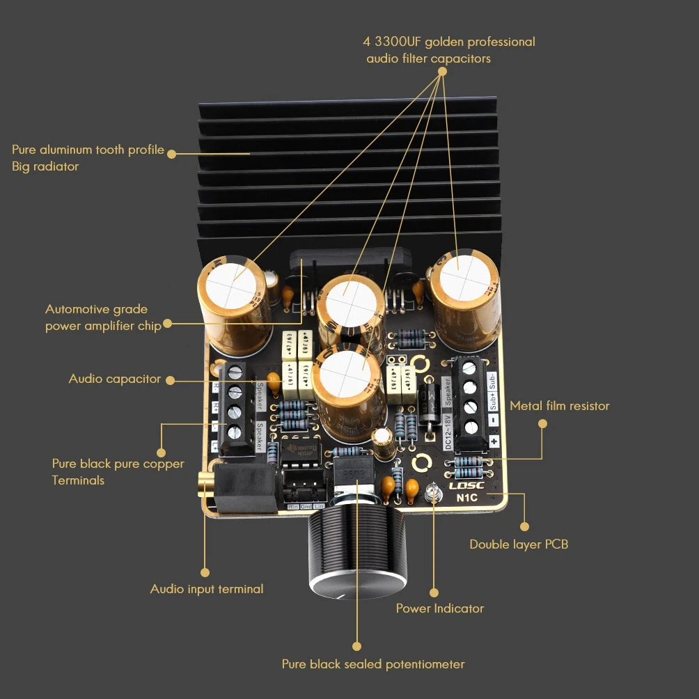 LQSC TDA7850 2.1 Channel Power Amplifier Board 2X80W Car AB Class DIY High Power 120W Bass Audio Power Amplifier Module&A78P