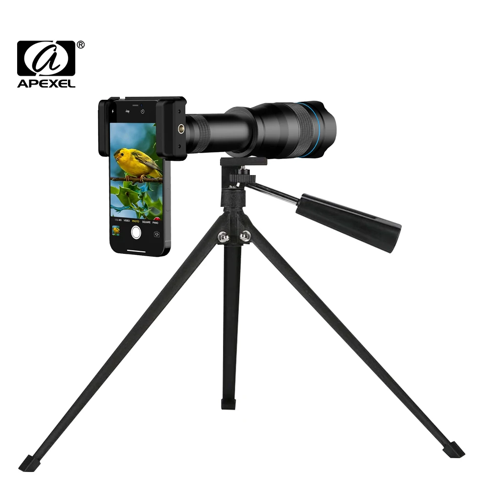 

APEXEL 60X Professional Mobile Telephoto Lens 36X Monoculars Long Range 20-40X Zoom Telescope With Metal Tripod For Smartphones