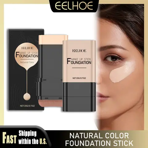 EELHOE 20g Eraser Foundation Stick Full Coverage Boosted Skin Tint Covering Acne Dark Spot Smooth Plumper Matte Natural Primer