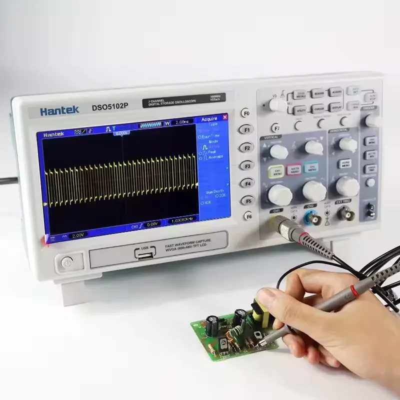 Osciloscopio Digital de Almacenamiento Hantek DSO5102P, 100MHz, 2 Canales, USB, de Banco