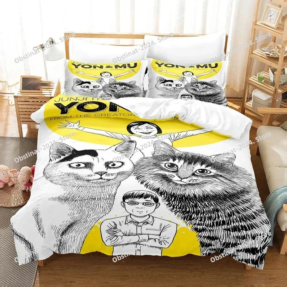 

2025 Junji Ito Manga Bedding Set Printed single Comforter Quilt Bed Cover Duvet Cover Pillow Case 3 Pieces Sets Kids Adult Size