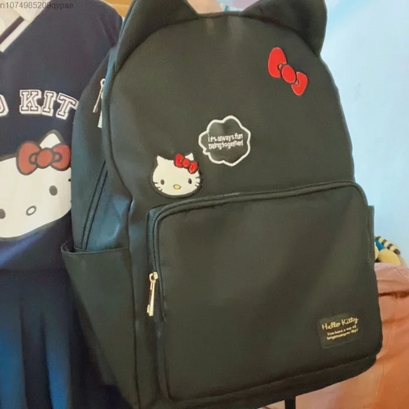 Sanrio Embroidery Hello Kitty Women Backpack New Y2k Cute Cartoon Large Capacity Travel Bag Korean Fashion Students Shoulder Bag