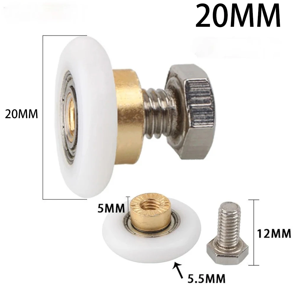 4PCS Shower Room Sliding Door Roller Brass Cabinet Gate Silence Pulley Screws 20-27mm Wheel Fittings 4-8mm Glass Doors Hardware